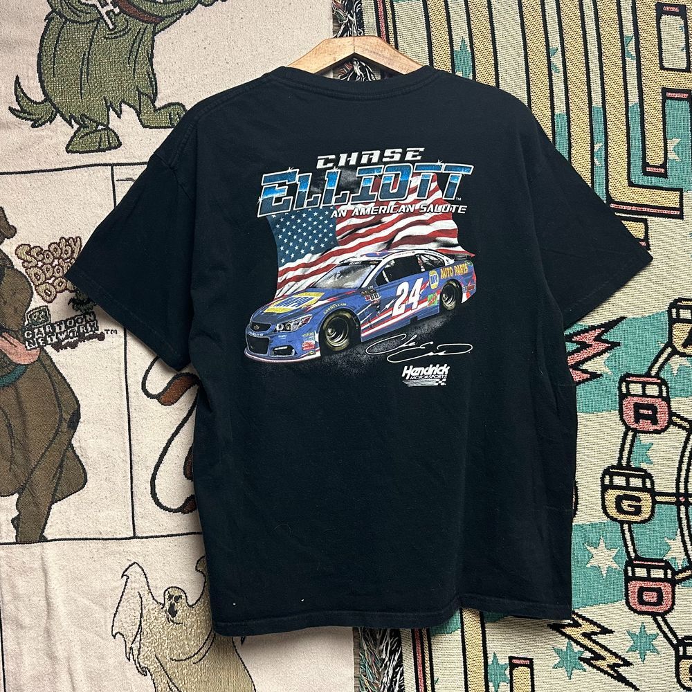 Y2k 2000s Chase Elliott Nascar American Flag Patriot Shirt‎